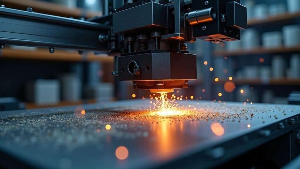 3d-printers-2025-09-05T175332.399Z machine cutting a piece of metal in a factory with 3d printers