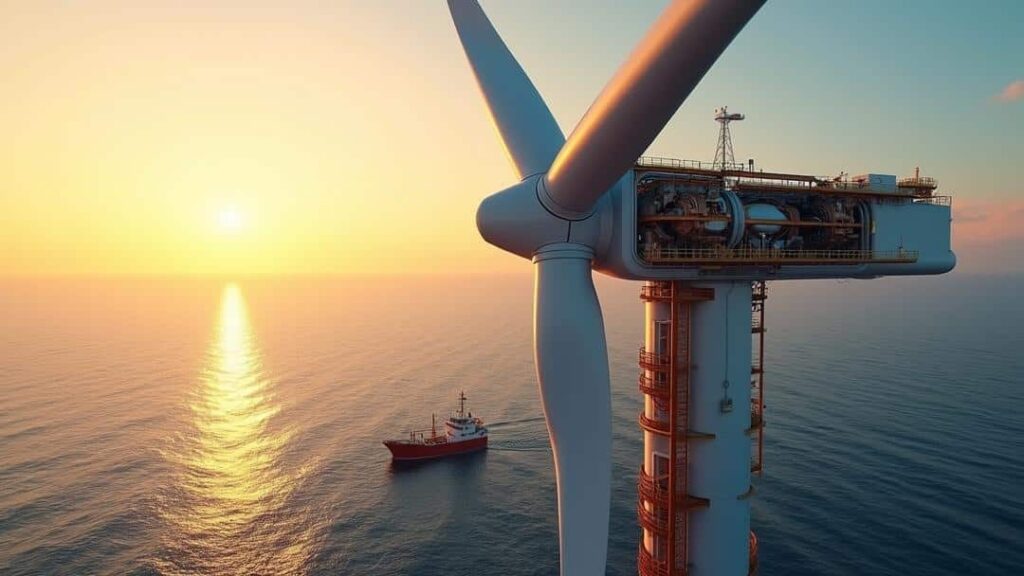 Offshore-wind-turbines-2025-11-08T214400.805Z wind turbine in the middle of a body of water, offshore wind turbines