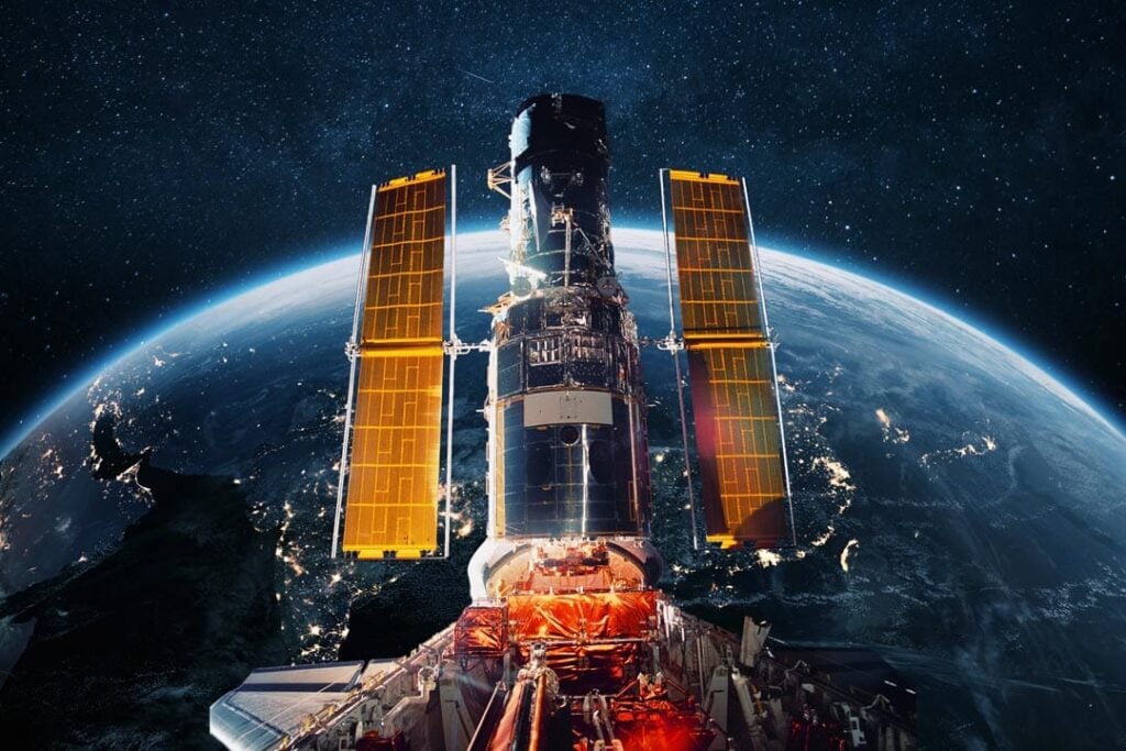 artist's rendering of a space station in orbit